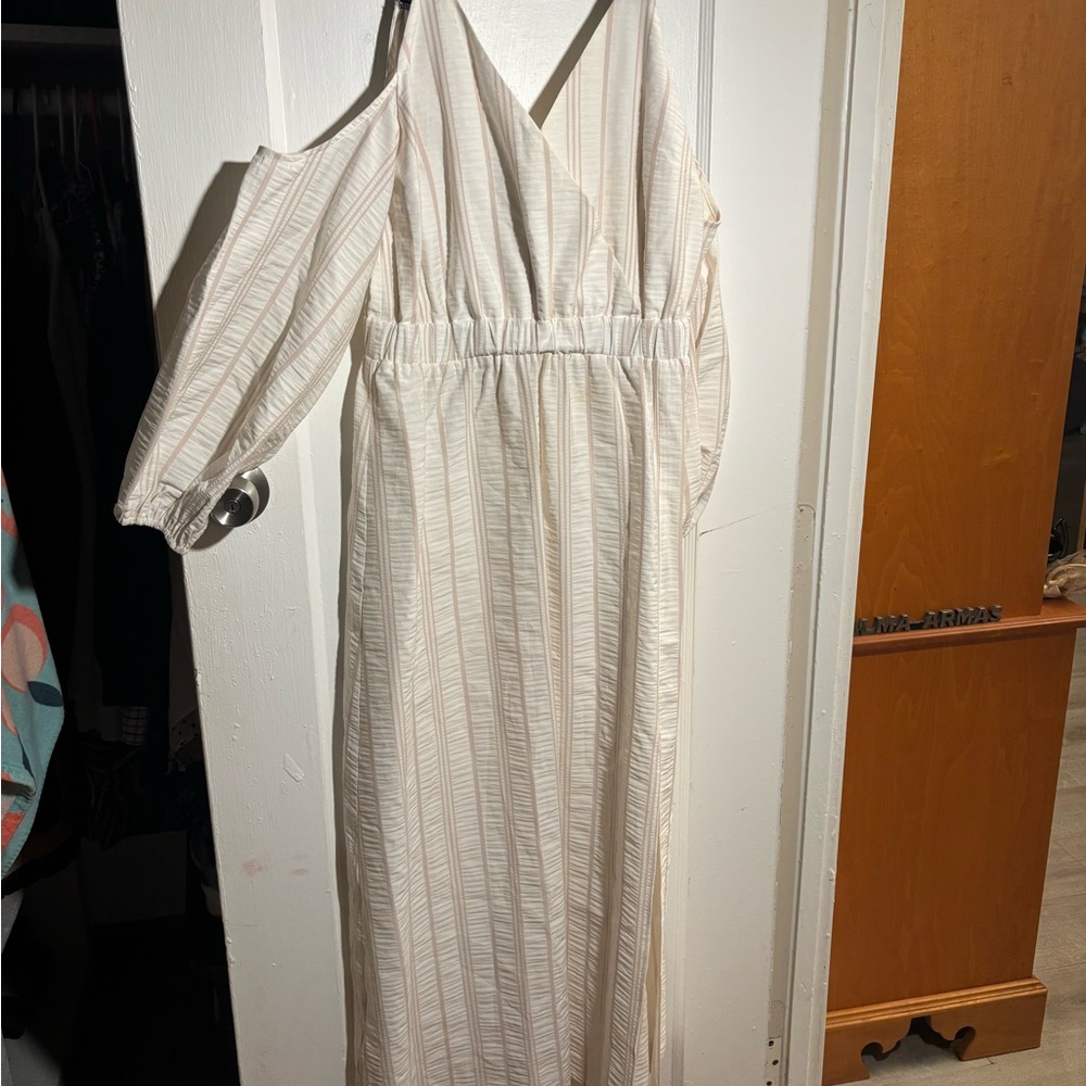 Elegant Cream Off-Shoulder Dress